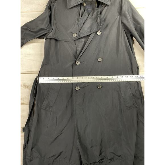 Banana Republic Rain Coat Womens S Black Polyurethane Coated Trench Belted 90s - Picture 8 of 14